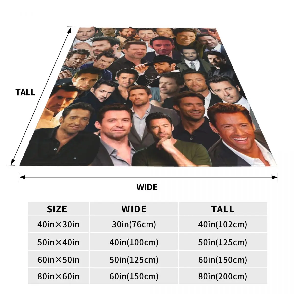 Throw Blanket Hugh Jackman Photo Collage Micro Fleece Blanket Four Sizes Cartoon Comfortable For Bedroom AntiPilling Blanket 5