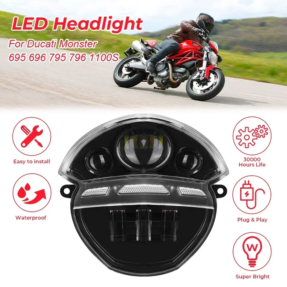 Ducati モンスター　LEDヘッドライト　Ｍ696.796.1100ほか MOTODEMIC EVO-S LED ヘッドライト Monster 696/796/1100