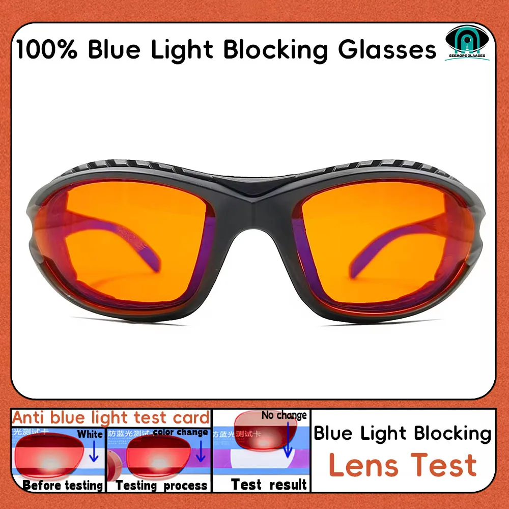 Red Lens，Orange Lens 100% Blue Light Blocking Goggles Glasses  Gaming Glasses Anti fatigue fashion Phone Eyeglasses 3
