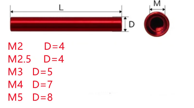 5-10 Stück/Set M2 M2.5 M3 M4 M5 Schwarze Runde Aluminium-Abstandshalter, Runde Aluminium-Abstandsstangen – Detail 1