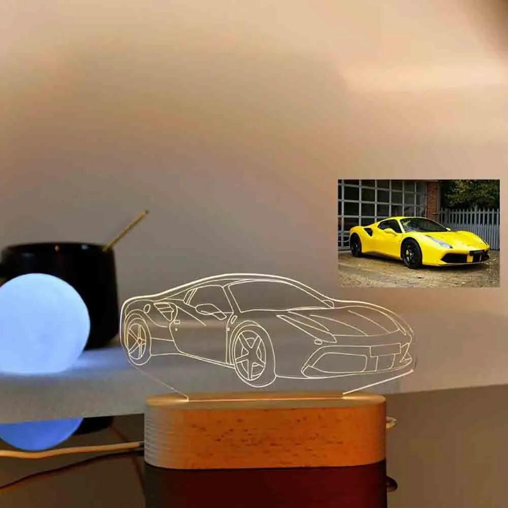 맞춤형 자동차 3D 사진 램프, 야간 조명, 지지대 맞춤 조각 베이스, 발렌타인 데이 기념일 생일 선물, 드롭쉽
