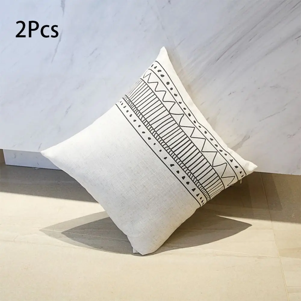 

2 Pcs Square Neutral Throw Pillows New Cotton and Linen 45*45cm Throw Pillow Covers Strip-shaped Couch Pillows Living Room