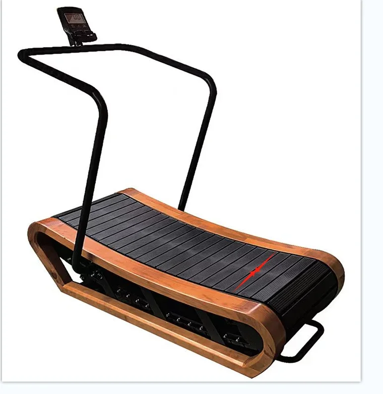 Fitness New Fitness Treadmill Indoor Manual Gym Treadmill Wooden Curved walking pad