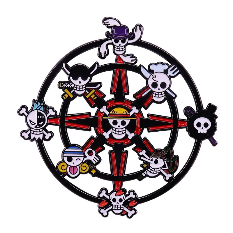 ONE PEACE麦わらドクロプレーンリング One Piece Rudder Brooch One Piece Monkey D. Luffy Skull Flag