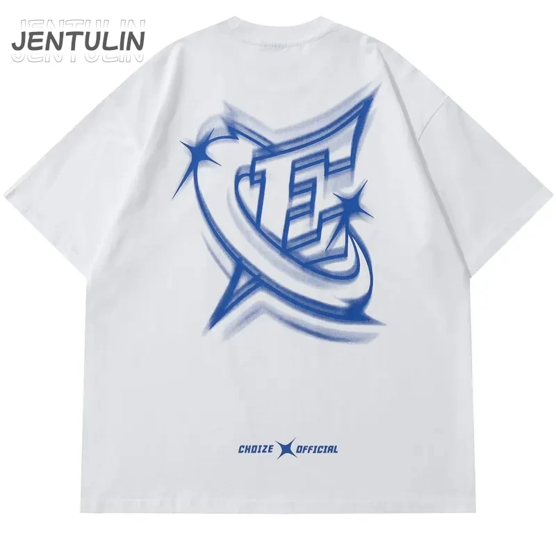 

Футболка мужская оверсайз с графическим принтом, уличная одежда с надписью и звездами, повседневный Топ в стиле Харадзюку, хлопковая рубашка в стиле хип-хоп, черная, 2024