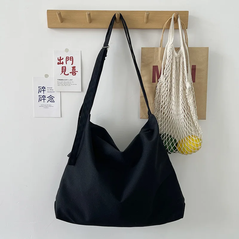 Casual Shopping Bag Solid Color Canvas Shoulder Bag Large Capacity Crossbody Bag with Adjustable Strap Handbag Daily Travel Bags 8