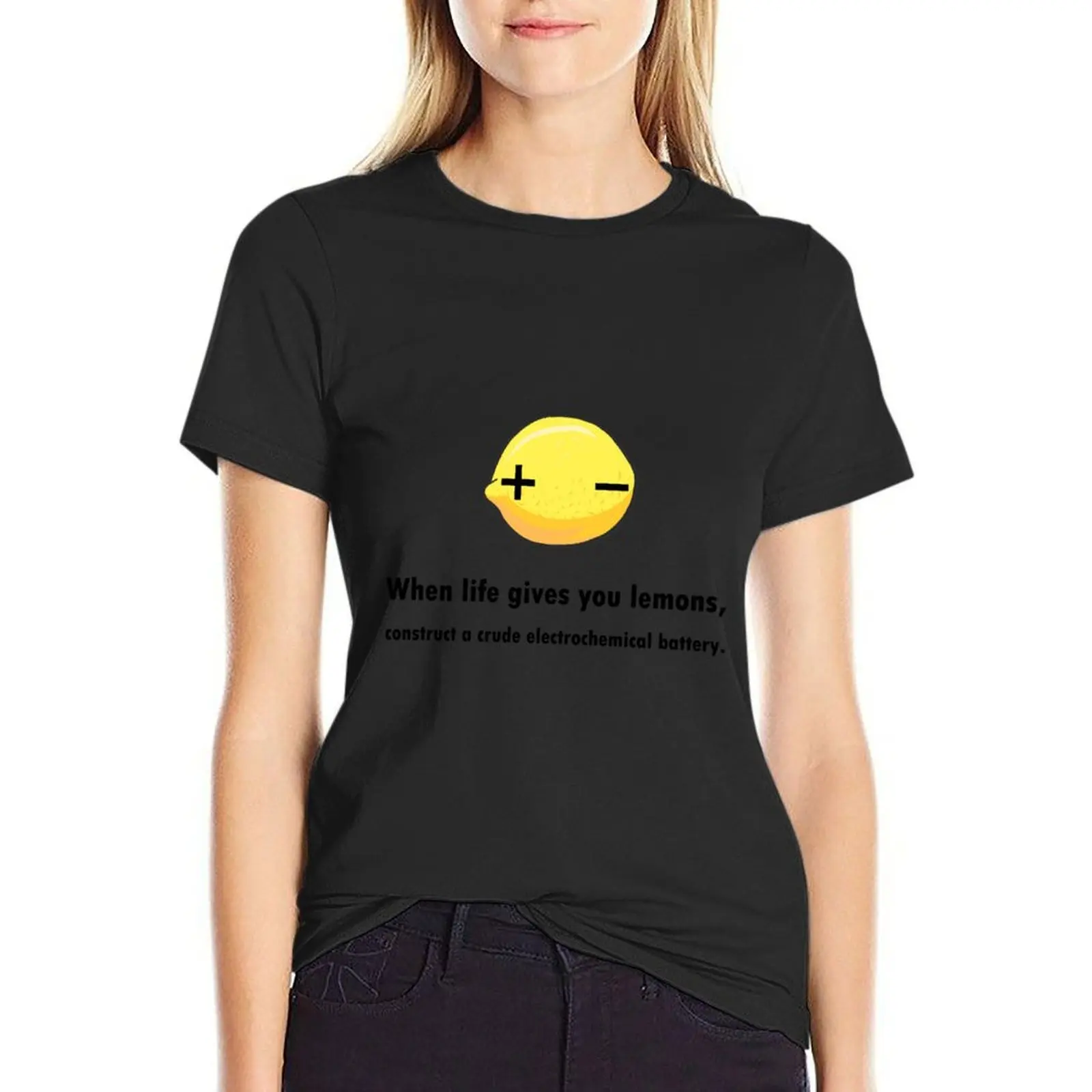Electrochemistry chemistry chemist science nerd lemon T-Shirt korean fashion anime clothes cute t-shirts for Women