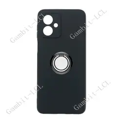 Enhanced Soft Silicone TPU Phone Case with Back Ring Holder Bracket for Motorola Moto G Series (Ring Case Black)