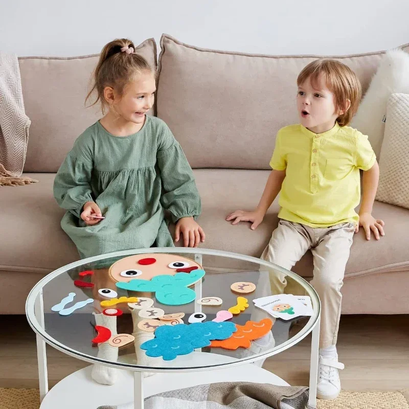 Kids Montessori Facial Expression Game Emotional Change Toys With 9pcs Cards Preschool Learning Educational Toys 2