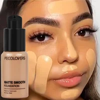 PECOLOVERS Matte Finish Liquid Foundation - Oil-Control, Waterproof, Full Coverage Concealer for All Skin Tones 1