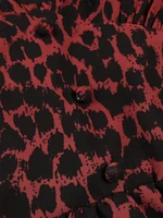 Plus Size 2025 Spring Summer New Women's Sheer Jaguar Printed Double Layers Long Sleeve Dress Polyester Material - Image 5