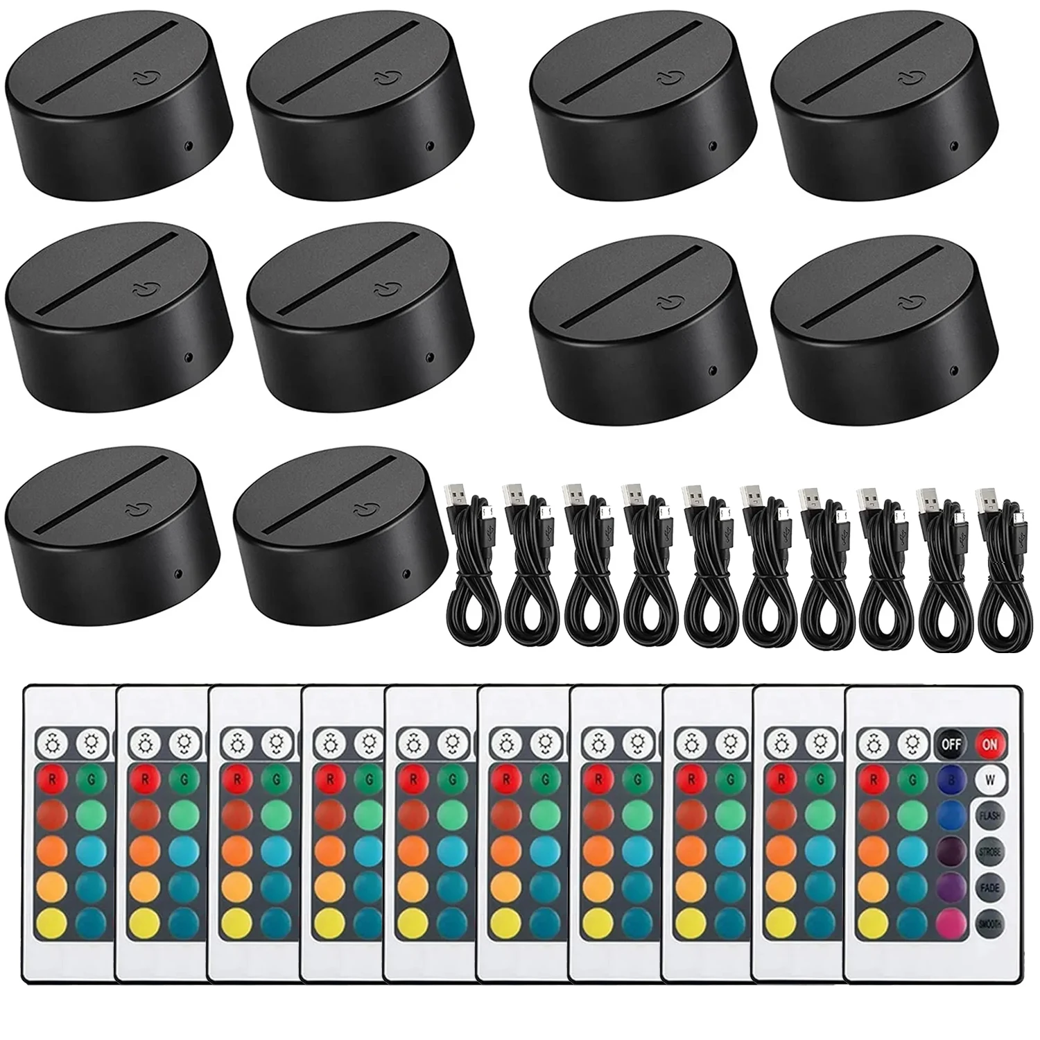 Multi-Color LED Light Base Display Stand with Remote Control - Set of 5/10/15