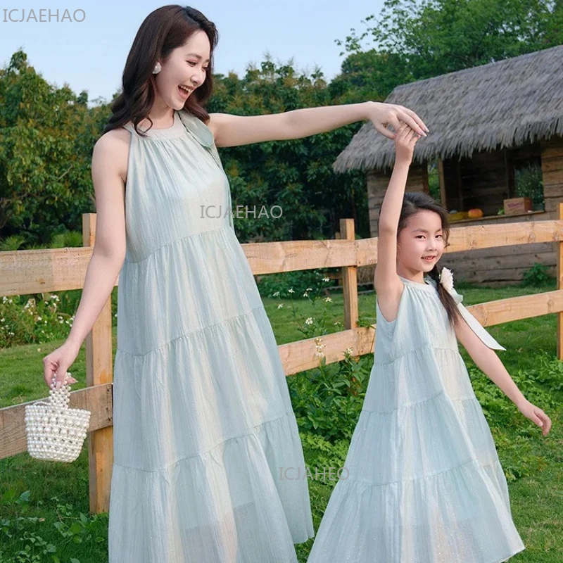 2026 Family Matching Outfits French-Style Family Of Mother Daughter Matching Set Mambo Sleeveless Dress Father And Son T-Shirt - 5
