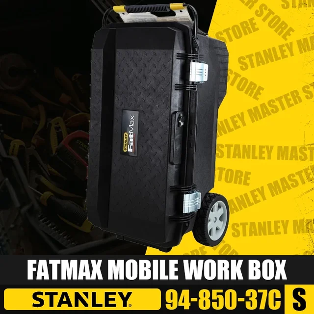STANLEY Fatmax 모바일 작업 상자 트롤리 도구 상자, 자동차 수리 정리함, 바퀴가 달린 대용량 보관 상자, 94-850-37C