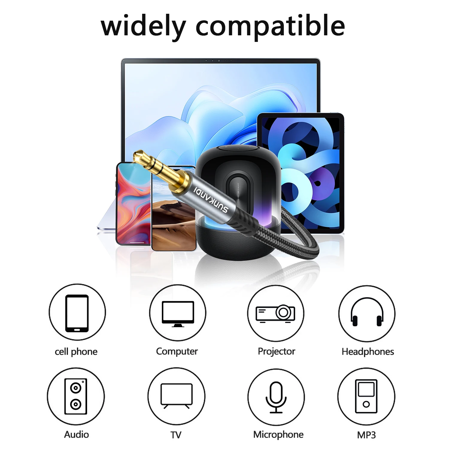 Premium SUNKANDI Lightning to 3.5mm AUX Stereo Audio Cable