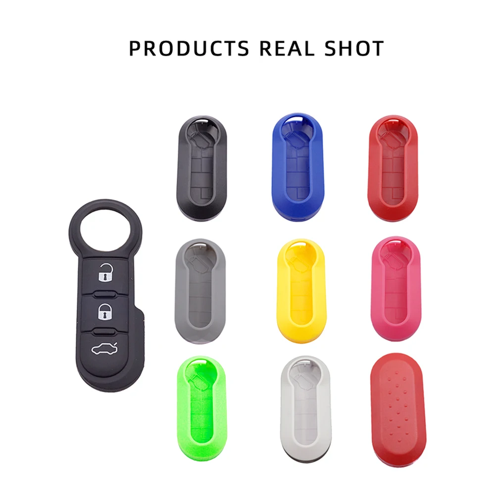 Telecomando Flip Key Case Car Key Pad Remote Key Case Button Rubber Button Pad Car Sostituzione Key Cover Per Fiat 500