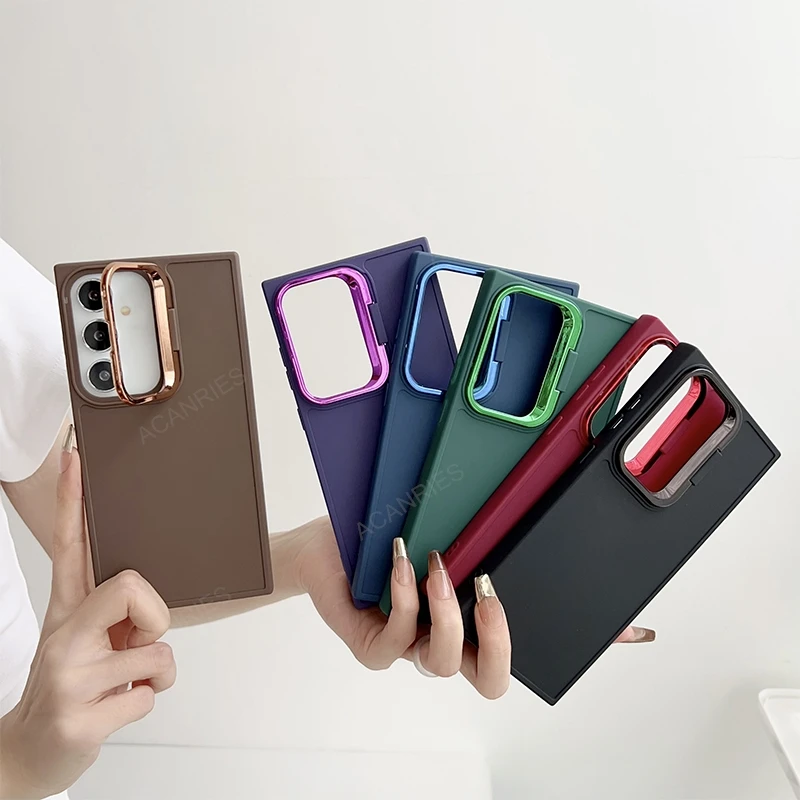 Étui souple en silicone avec support invisible pour Samsung Galaxy A55 5G A35 A25 A05s A15 4G A05, housse de protection avec support A 55 35 25 05s 15 05_voghion.com