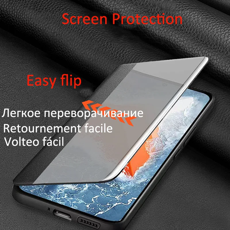 Clear Window View PU Leather Flip Case - Premium Phone Cover/s