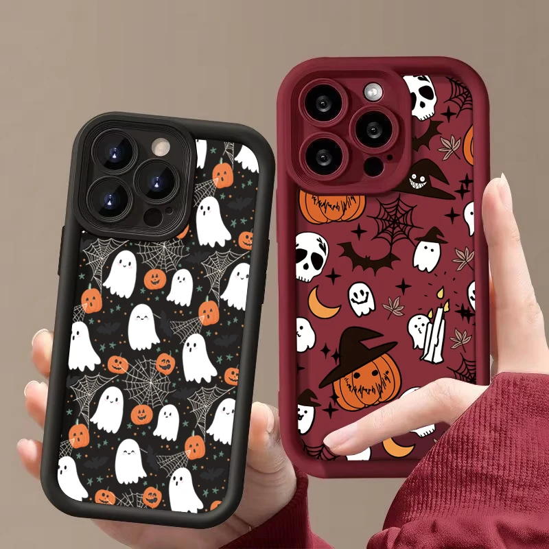 Silicone Halloween Pumpkin Ghost Phone Case - Soft Cover