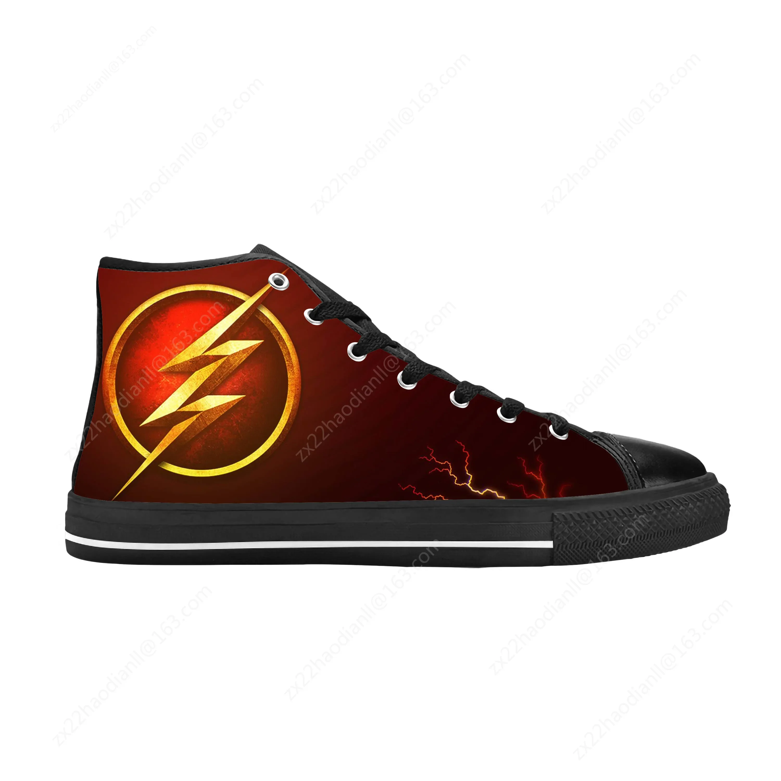 Hot Flash Logo Symbol Superhero Thunder Lightning Casual Cloth Shoes High Top Comfortable Breathable 3D Print Men Women Sneakers 2