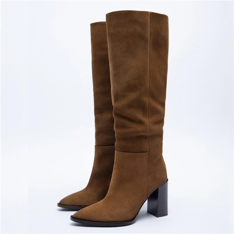 Bottes Zara Trafaluc - Cuir Et Daim Marron - Taille 39 - Occasion TTBE