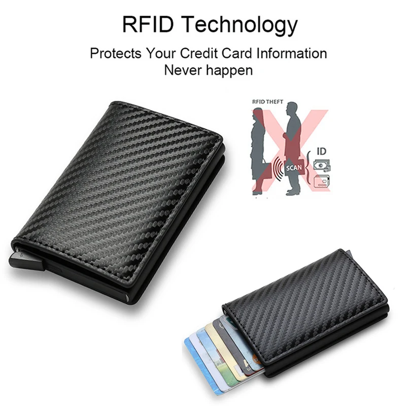 Carbon Fiber Credit Card Holder Smart Rfid Minimalist Wallet Case Money Clip for Men Women Slim Cardholder Bank Creditcard Case credit card holder carbon fiber wallet metal money clip