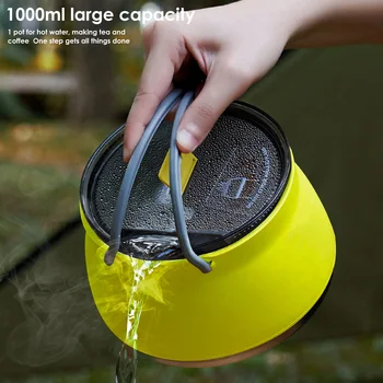 Ultra-Lightweight Collapsible Cook Pot Compact Camping Kettle 1 Liter And With Lid Silicone Cookware For Travel Camping 4