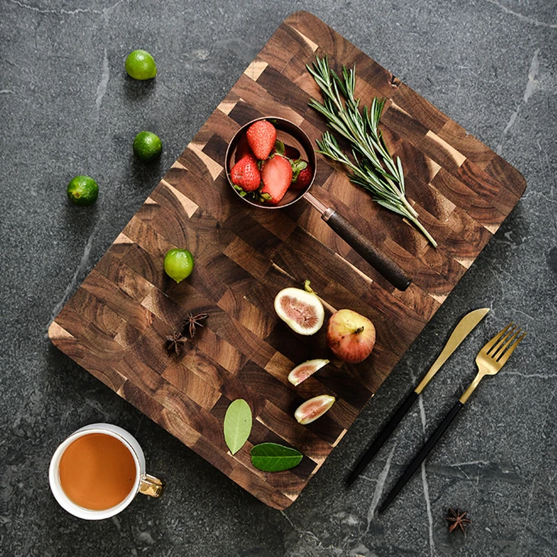 Acacia wood Solid wood cutting board Home kitchenMold resistant and durable geometric grid splicing wooden cutting board