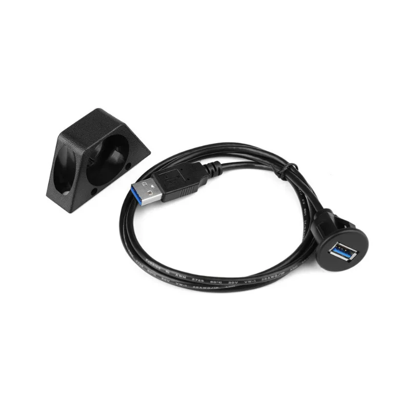 TNP - Cable de montaje empotrado USB 3.0, montaje en panel de salpicadero,  2 puertos, conector USB doble, conector de enchufe USB, cable de extensión