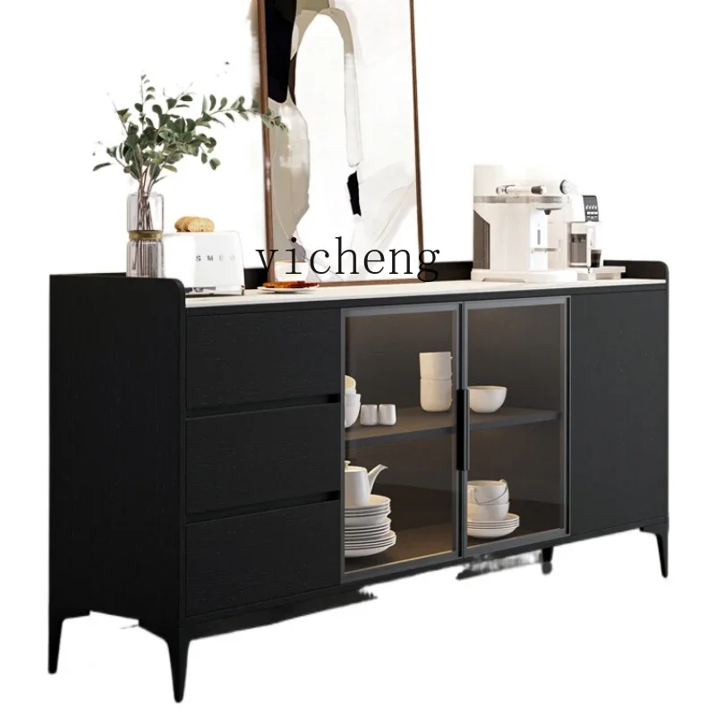 

ZC Household Solid Wood Wall Sideboard Cabinet Tea Cabinet Large Capacity Stone Plate Storage Wine Cabinet