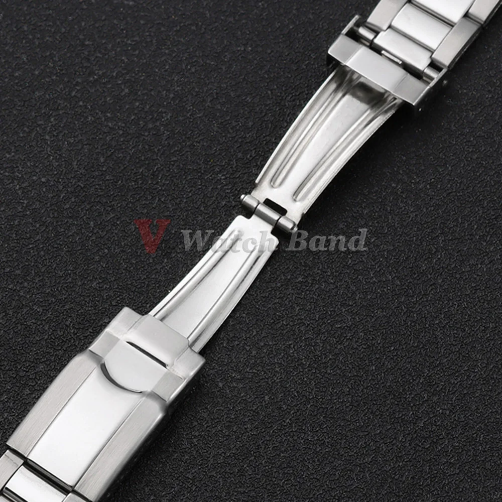Sleek Stainless Steel Sport Bracelet Strap with Universal Folding Buckle – Curved End Design