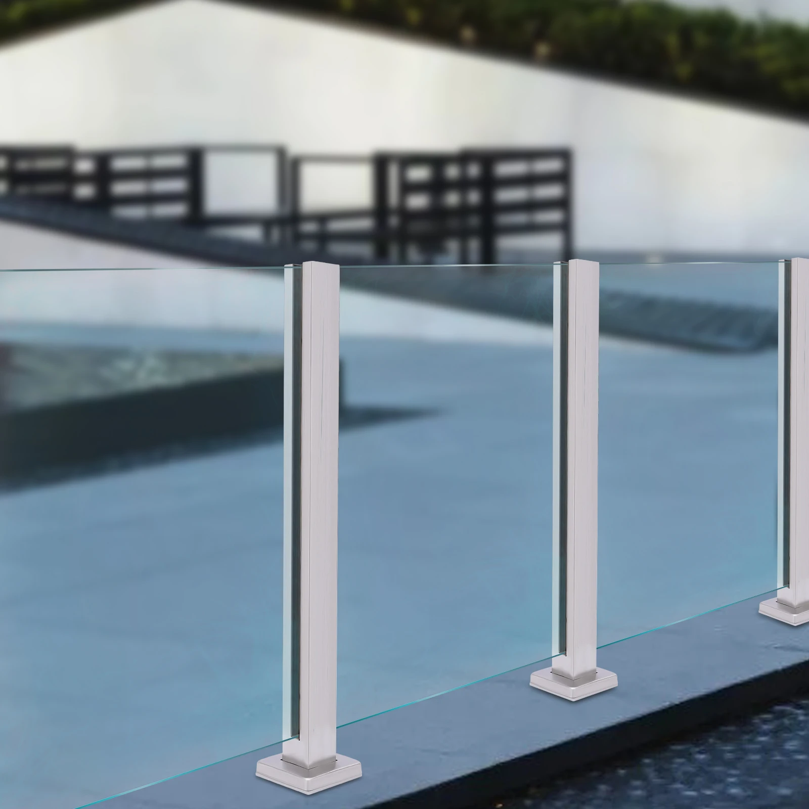 

Glass Railing Post, 304 Stainless Steel For Balustrade Balcony Deck Stairs, Cannot Add Handrail Version(25.6‘’/ 65cm，