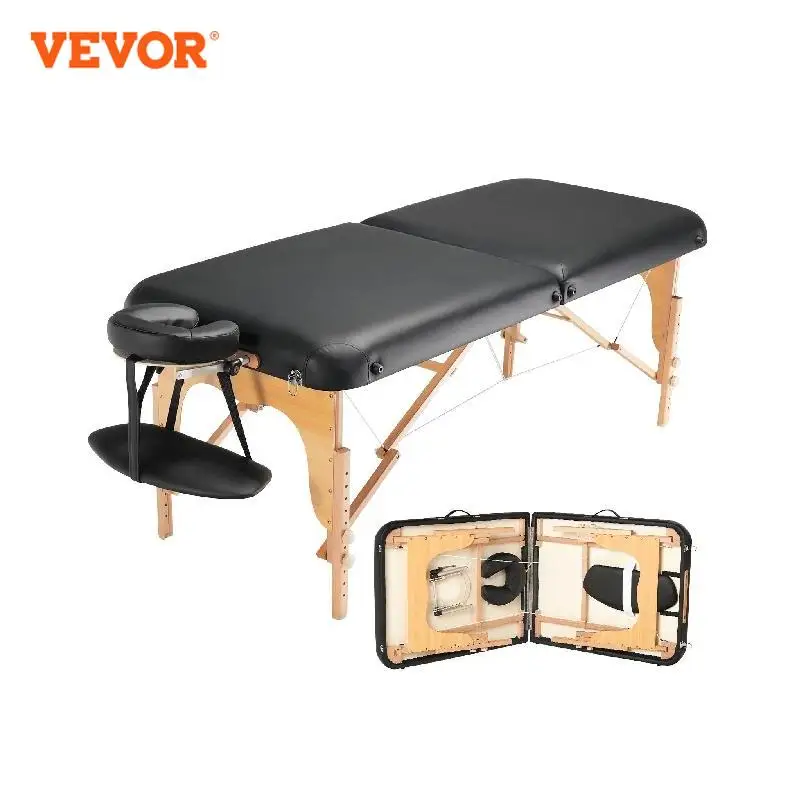 VEVOR Professional Wide Massage Table 30" 8-Level Height Adjustable Facial Salon Tattoo Bed with Headrest Hand Pallet 750LBS