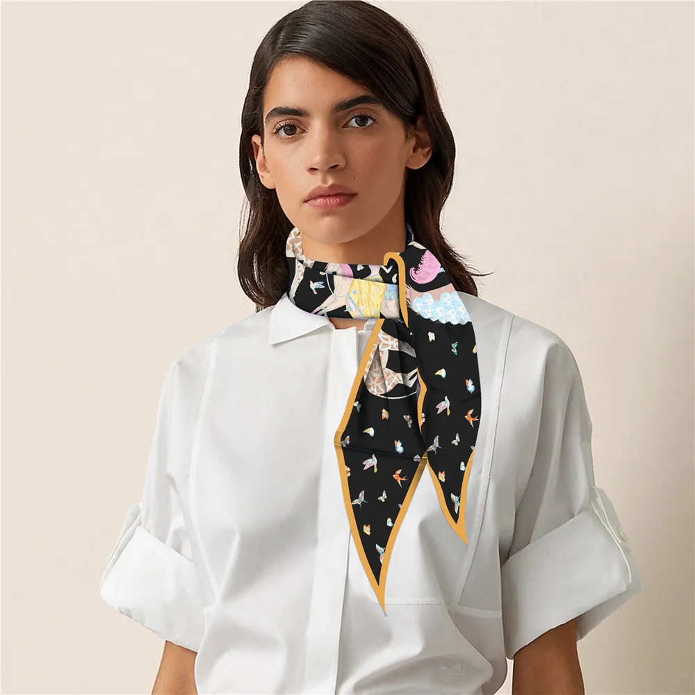 

Новый брендовый дизайнерский шарф со стразами, модный Шелковый шарф для девушек, Женская Роскошная бандана, женский шейный платок, шаль