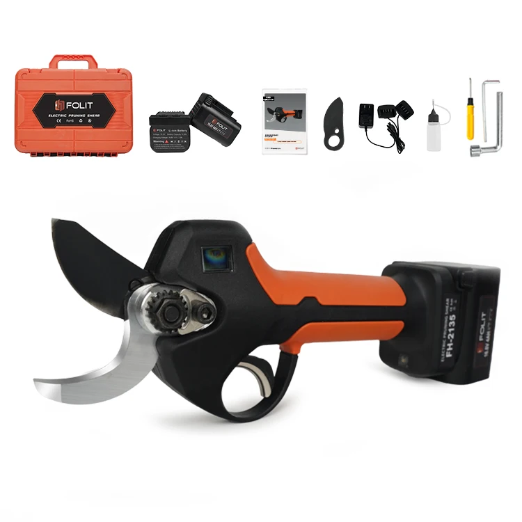 Professional Type FH-2135 35mm Cutting Diameter LCD Screen Display Battery Power Pruning Shear Electric Tree Scissors