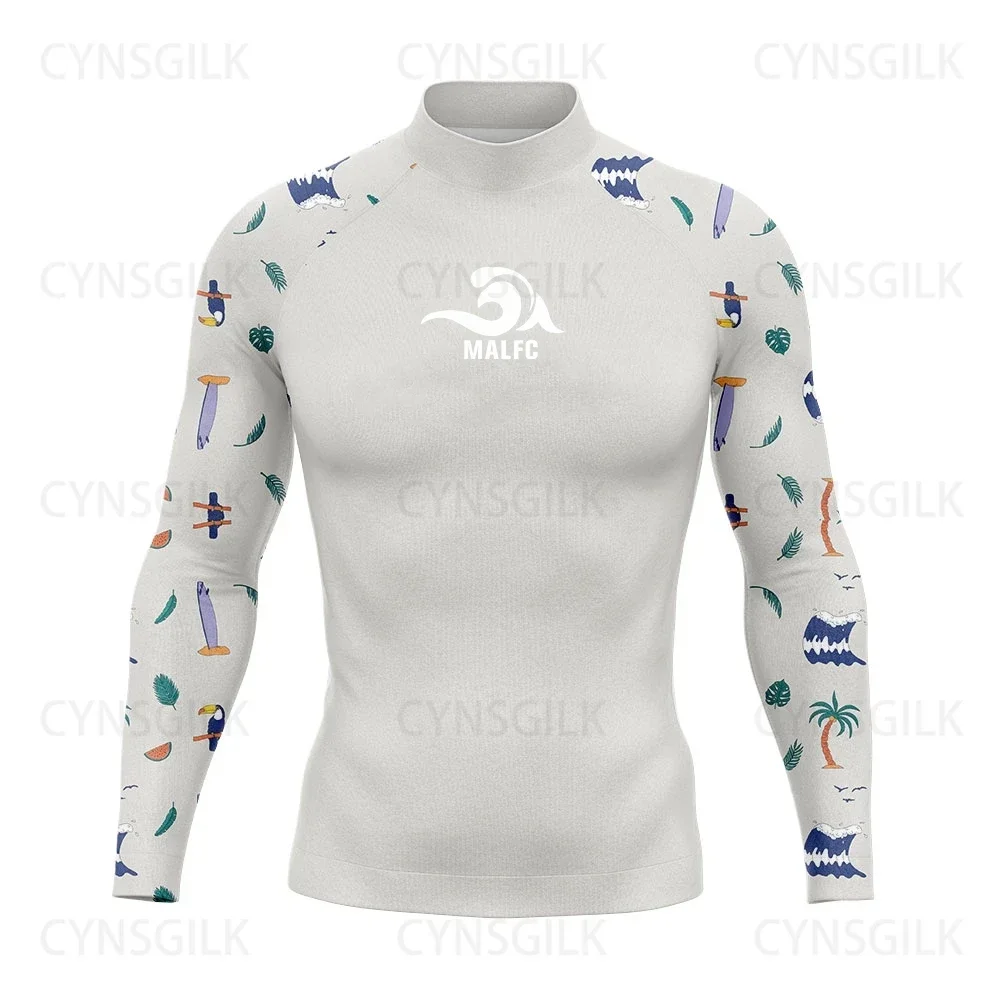MALFC Rash guard for men Surfing Clothes Swimsuit Rashguard Surf Wear UPF 50 Water Sport Long Sleeve T-shirt Swimwear snorkeling