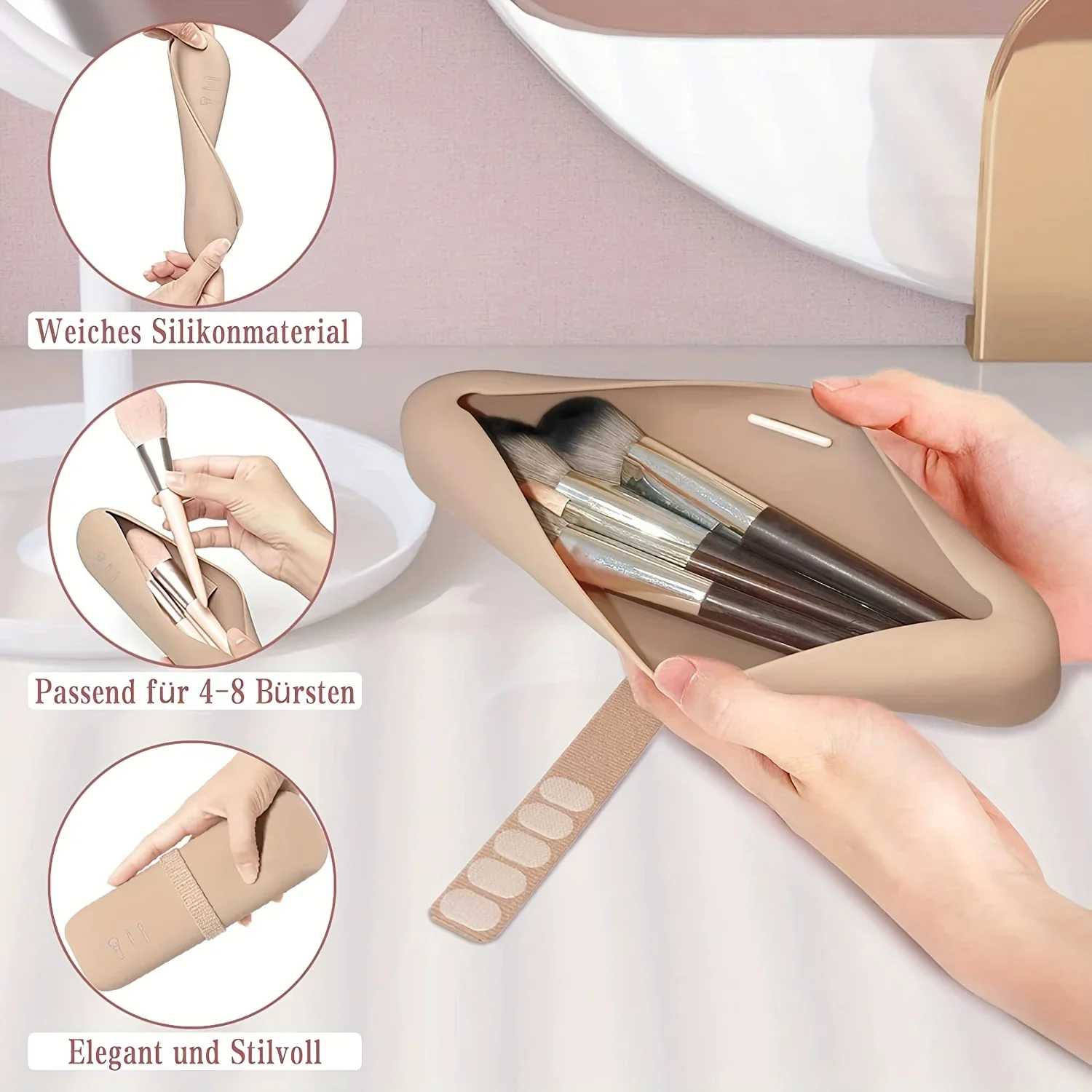 2025 New Trendy and Practical Cosmetic Brushes Organizer Bag for Women and Girls - Carry Your Makeup Sponge and Tools Anywhere 3