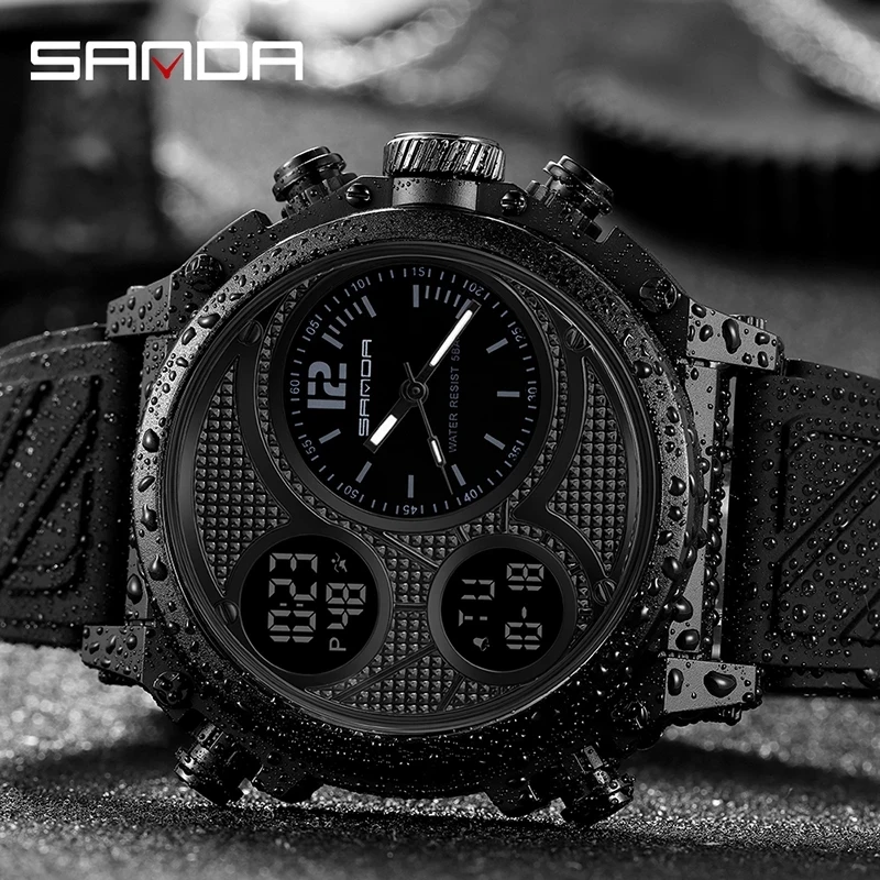 SANDA 2024 Fashion Outdoor Mens Watches Top Brand Military Sports Quartz Watch Bright screen Display Wristwatch Waterproof Clock brand new in stock touch screen 2711p t15c6a2 2711p rp2a 2711p rp2k 2711p rp1a 2711p t15c4d7 2711p t15c4d9