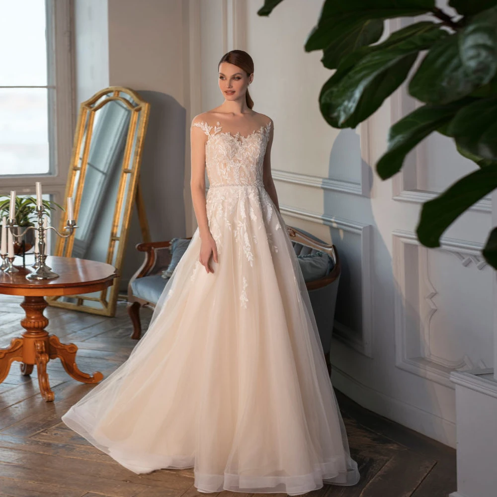 

COZOK Strapless Wedding Dresses for Women 2024 Summer Sleeveless Soft Tulle Bridal Gowns with Lace New Strapless Vestidos De