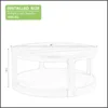 40" Round Coffee Table for Living Room, 2 Tier Traditional Round Circle Wooden Center Coffee Table, Café Tables 3