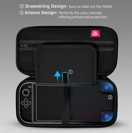 Custodia da Viaggio Portatile per Console Switch 2, Borsa Rigida per Accessori Gaming con Maniglia per il Trasporto - immagine 4