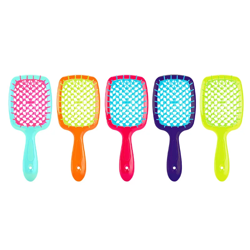 Fluffy Shape Mesh Comb Hairdressing  detangling hair brush Plastic Massage Dry And Wet Hollow Comb Salon DIY Hairdressing Tool 3