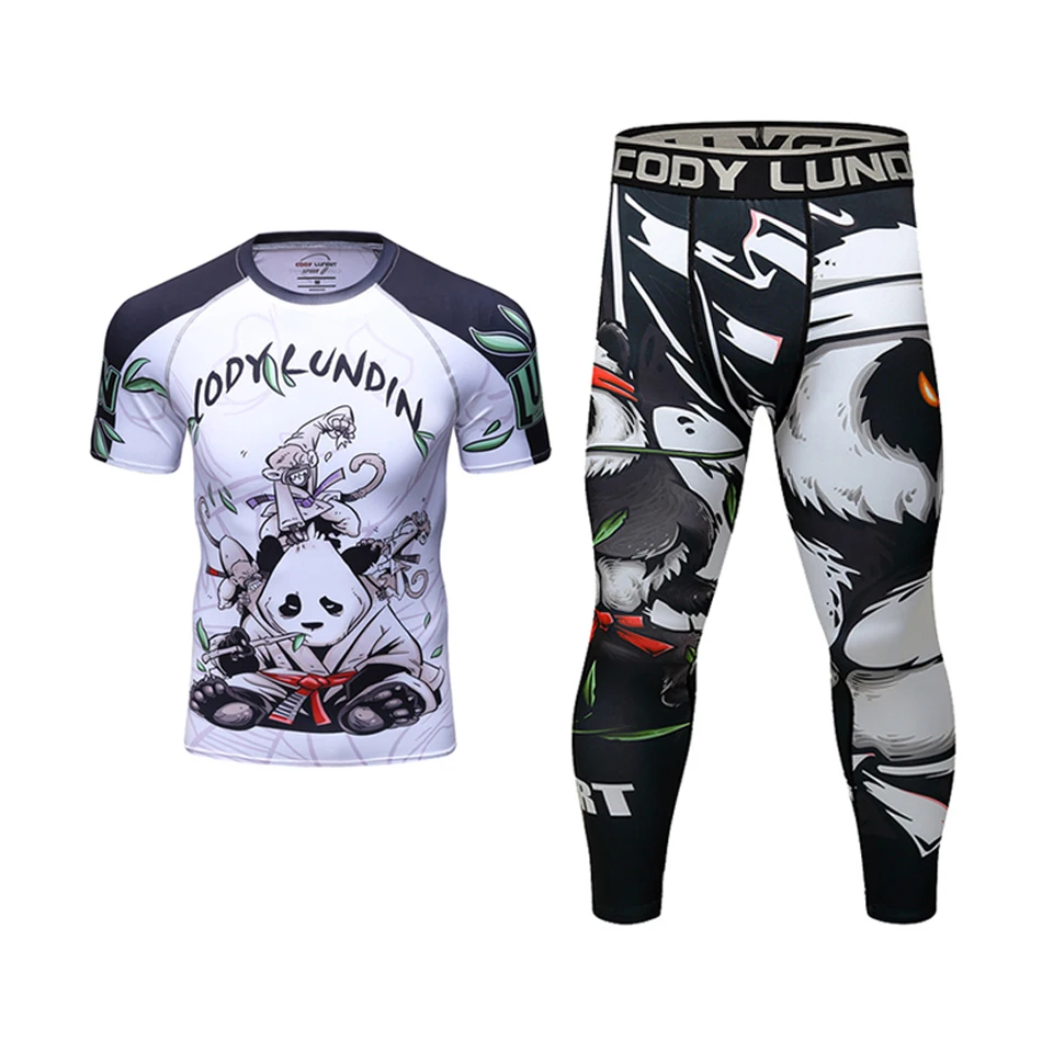 Boxing MMA T-shirt+Muay Thai Shorts Sets Bjj Rashguard For Men Mma Shorts Kickboxing jiu jitsu T-shirts Compression Sportsuit