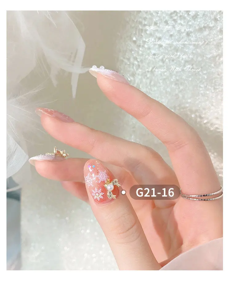 10 Stück Weihnachtsbaum Glocke Santa Schneeflocke Elch Zirkon Strass Nail Art Schmuck Dekorationen Nägel Zubehör Charms Zubehör – Detail 4