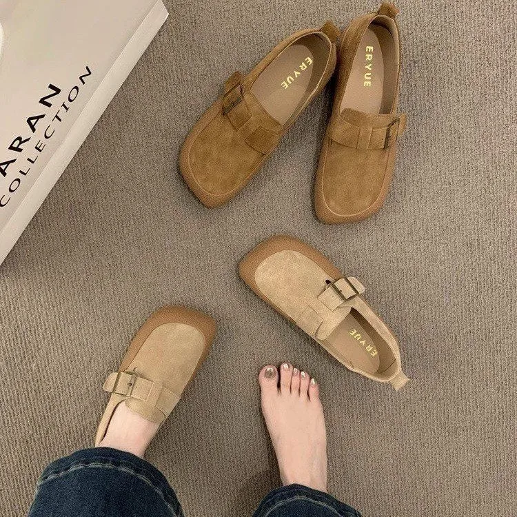 

Кроссовки женские с квадратным носком, мягкая повседневная обувь на плоской подошве, без застежки, из флока, в ретро стиле, осень 2024