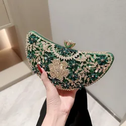 Handmade New Luxury Dinner Bag Water Diamond Banquet Handbag Ladies Sparkling Dress Chain Shoulder Bag Evening Performance Bag