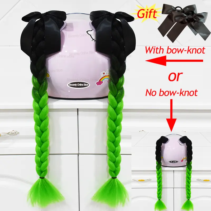 2pcs Quality Braids For Motorcycle Helmet Ponytail Sucker Braids Wig For Woman Helmet Decor Ears Twist Accessories 164 Colors - Image 29
