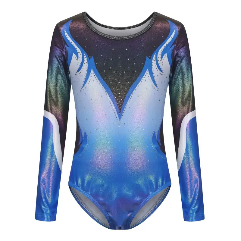 Kids Girls Gymnastics Leotard Ballet Dance Bodysuits With Shorts And Hairband Set Workout Figure Skating Long Sleeve Outfits