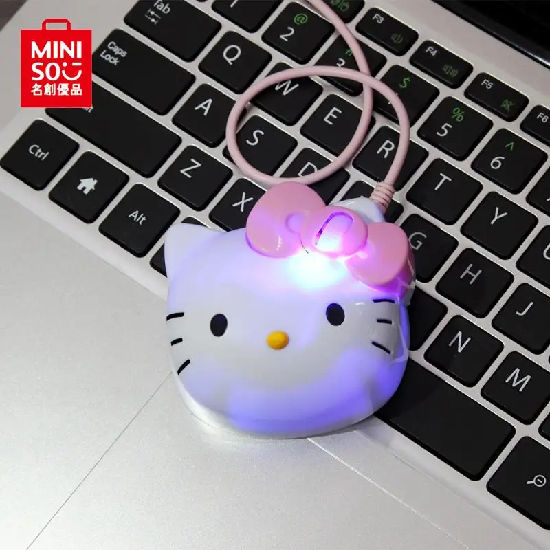 

MINISO Hello Kitty Оптическая мышь с головой кошки Милая мышь для девочек мультяшная мышь проводная мышь офисные принадлежности Компьютерные периферийные устройства
