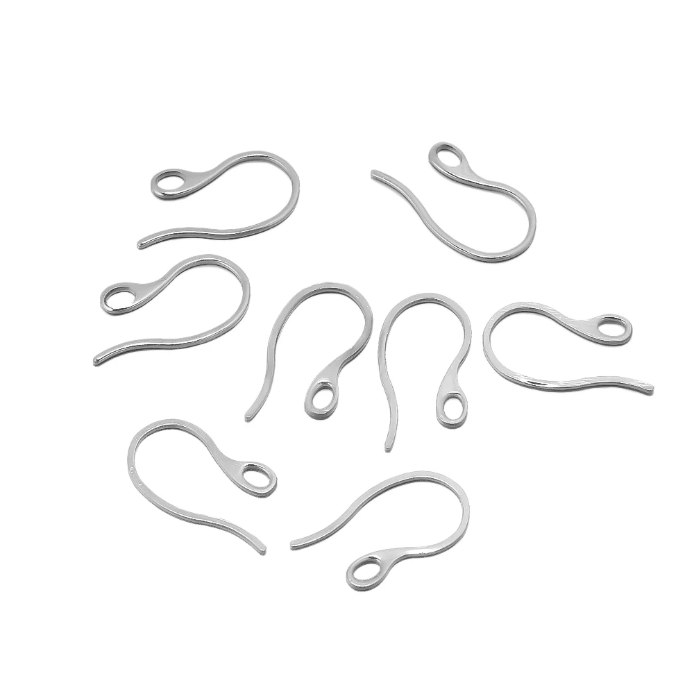 50Pcs 스테인레스 스틸 플랫 귀걸이 후크 DIY 쥬얼리에 대 한 루프와 귀 와이어 매달려 귀걸이 쥬얼리 액세서리 만들기